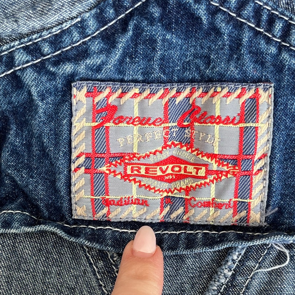 Vintage 90s revolt denim blue short overalls - Picture 4 of 5